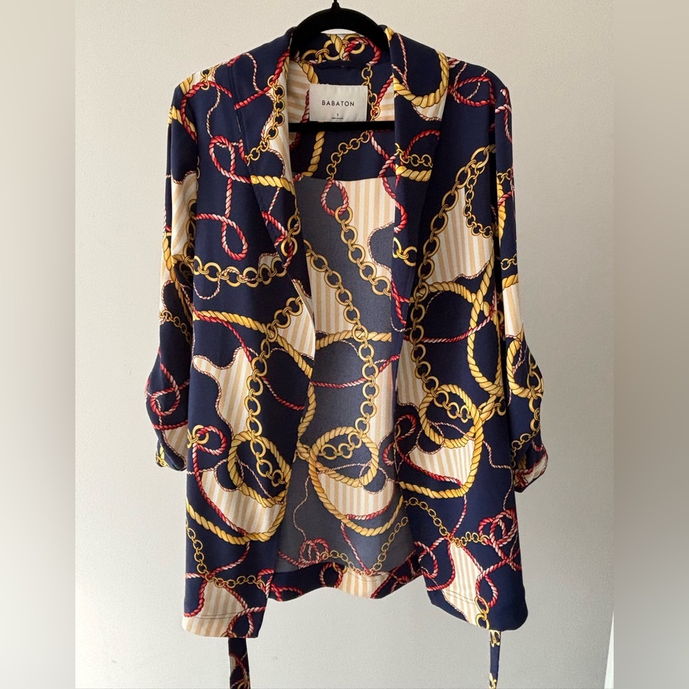 Babaton Classic Navy Blazer with Chain Design